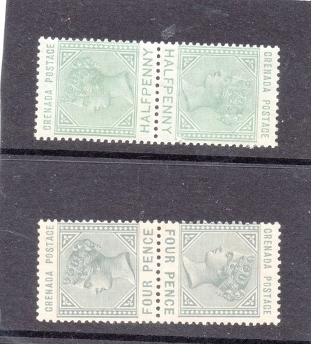 Grenada 1883 0.5d & 4d tete-beche pairs SG 30a & 33a fine mint CV £40