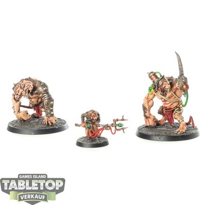 Skaven - 2x Rat Ogors with 2x Packmaster klassisch - bemalt