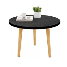 Round Coffee Table Low Table with 3 Solid Wood Sturdy Legs, Floor Table Desk ...