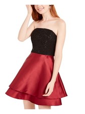 SPEECHLESS Womens Red Strapless Short Party Fit + Flare Dress 9