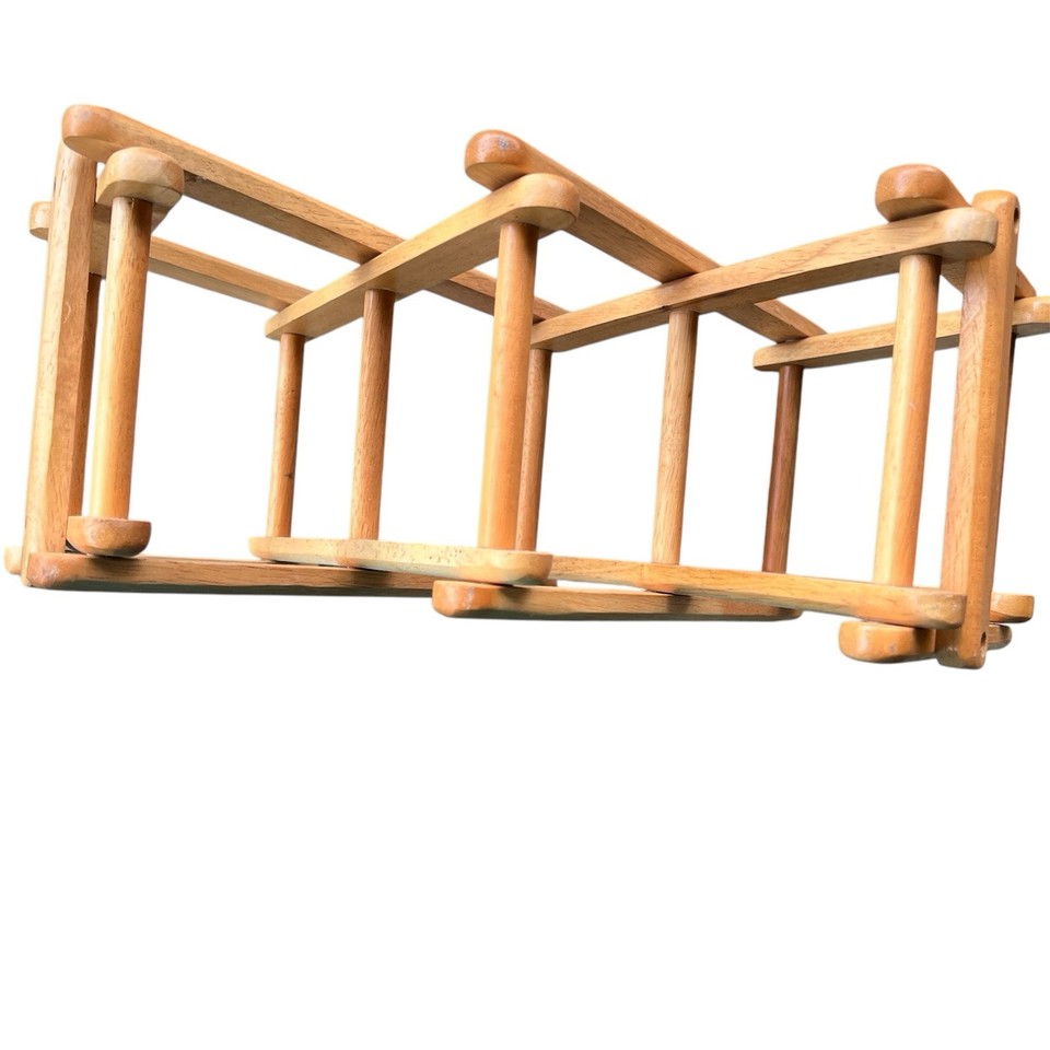Blonde Wooden Wine Rack Foldable Collapsible Adjustable Storage Scissor ...