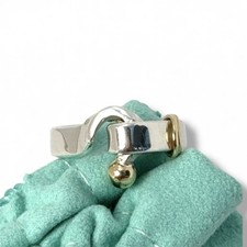AUTHENTIC Tiffany & Co Hook Eye Ring – Silver & 18ct Gold – UK Size K 1/2