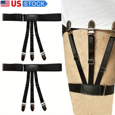 2PCS Mens Shirt Stays Upgrade Adjustable Elastic Garter Military Shirts Holder