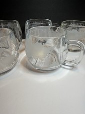 Vintage Nestlé World Globe Glass Coffee Mugs Set of 8 With Cream & Sugar