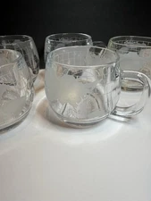 Vintage Nestlé World Globe Glass Coffee Mugs Set of 8 With Cream & Sugar