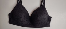 Maidenform Bra L BLACK Bralette DM2314 soft Support Wireless Bralette