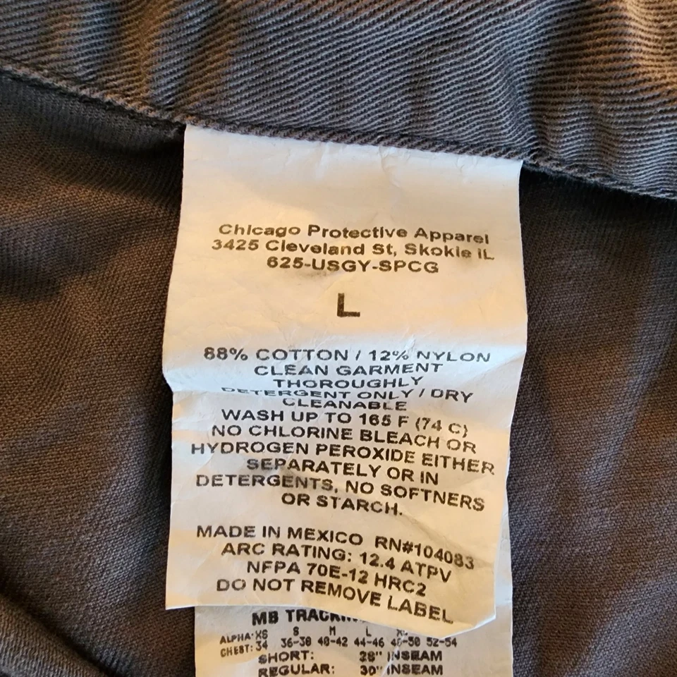 Chicago Protective Apparel FR Work Shirt L Gray HRC2 2112 Flame Resistant - Image 4 of 4