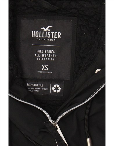 HOLLISTER Womens Loose Fit Hooded Windbreaker Jacket UK 6 XS Black BN12 - Picture 6 of 6
