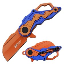 Spring Assisted Folding Knife Orange Stainless Steel Wharncliffe Blade, B...
