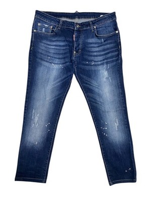 DSQUARED2 Men's Blue Distressed Paint Splatter Denim Jeans Size 52 - Mint Condit