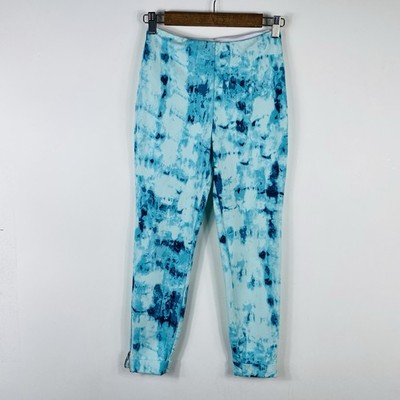 Lysse Crop Leggings Small Blue Tie Dye Pull On Soft Casual
