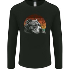 Pitbull Dog Sunset Mens Long Sleeve T-Shirt