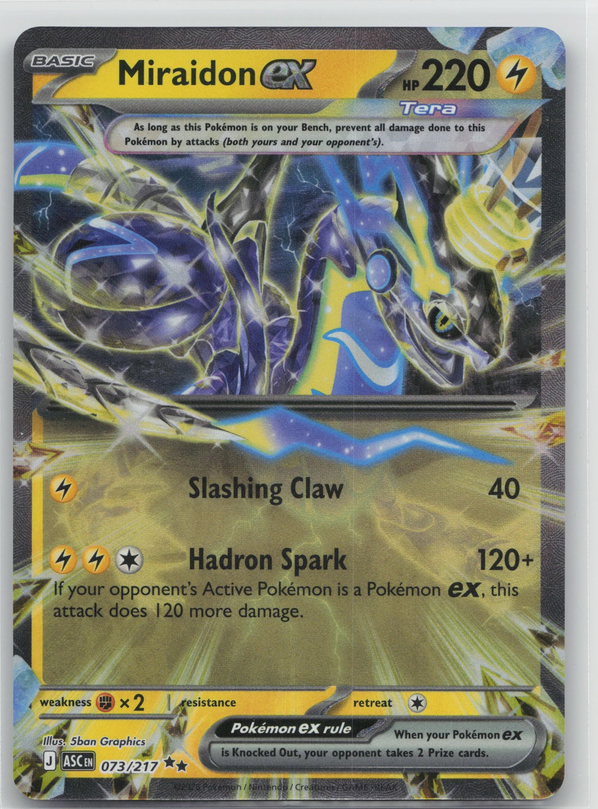 Miraidon ex Double Rare Lightning ME: Ascended Heroes 073/217 NM 2026 5ban Graph