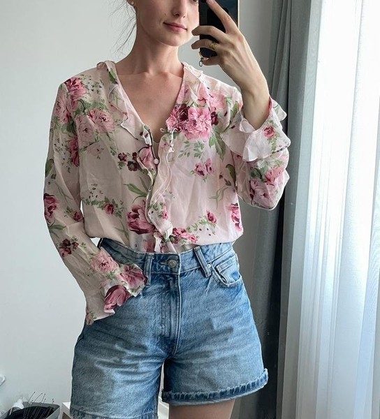 Women Laura Ashley Shirt Pink Silk 34 / XS / 42