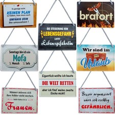 Spr&uuml;che Blechschild 16x11cm lustig Geschenk Freunde M&auml;nner Grillen Garten Party