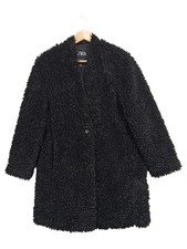 Zara Cappotto Teddy Donna Nero Casual Effetto Pelliccia (EU 36, IT 40, INT S)