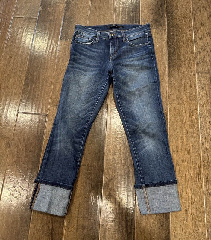 JOE'S Women's Blue Medium Wash Denim Slim Skinny Cuffed 5-Pocket Jeans