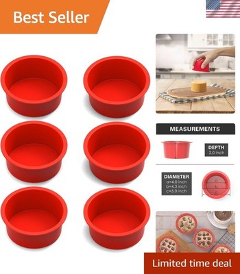 Versatile 4-Inch Mini Cake Molds - 6 Pack Silicone Bakeware for Egg Bites & More