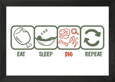 Eat Sleep Dig Repeat Arche Framed Wall Art Poster Canvas Print Picture