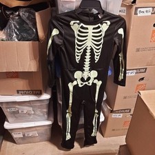 NEW Kids Halloween Ghost Pajamas One Piece Black/Light Green 7-8 Years