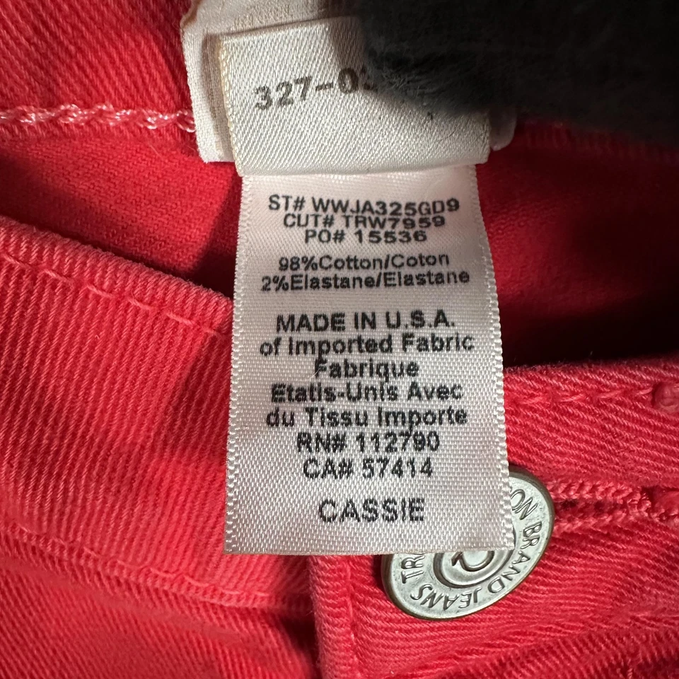 Pantalones Cortos True Religion Para Mujer 26 Rojo Cassie Elastizados Denim EE. UU. Tiro Bajo Foto 4 de 4
