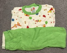 Sears Winnie the Pooh Kids Pajama Set Long Sleeve Size 8 White Green Red Yellow