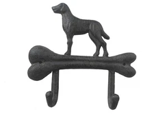 Antique and Vintage Animal Collection Cast Iron Dog Bone Double Key Coat Hooks