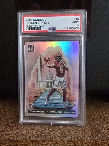 2024 PANINI DONRUSS DOWNTOWN! #16 JAYDEN DANIELS ROOKIE RC PSA 9