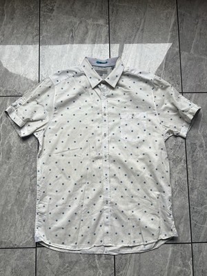 Ted BakerLondon Men s White/Blue Floral Short Sleeve Casual Button Up Shirt 5￼