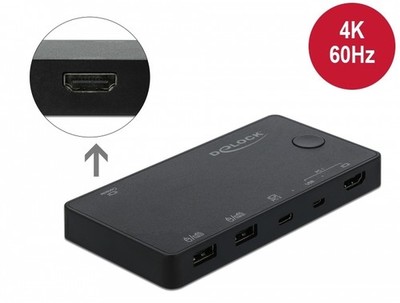 Delock HDMI / USB-C  KVM Switch 4K 60 Hz mit USB 2.0