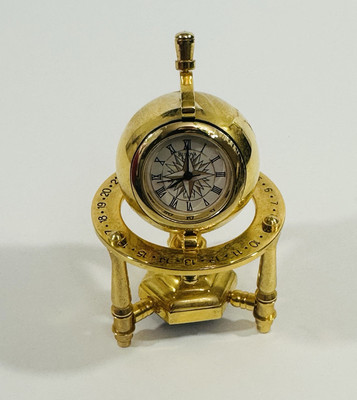Bulova Miniature Clock Planetarium Spinning Globe Brass 3” Works Quartz  B0573