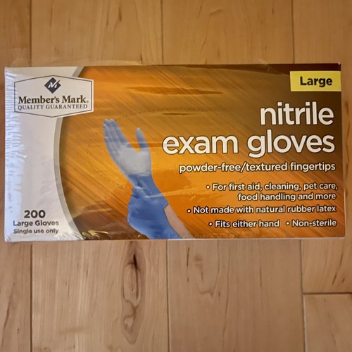 Member's Mark Nitrile Exam Large Gloves 200 Gloves Blue NEW