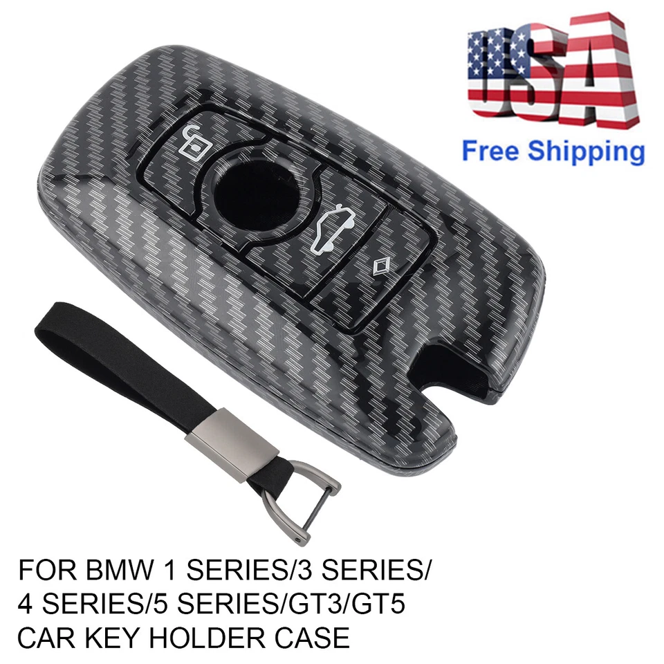 2x Fibra de Carbono Inteligente RC Coche Llave Estuche Cubierta Soporte Para BMW F30 F10 320i M3 M4 M5 Foto 3 de 4