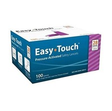 Easy Touch Pressure Activated Safety Lancets Sterile Latex-Free 28 Gauge 100 Ct