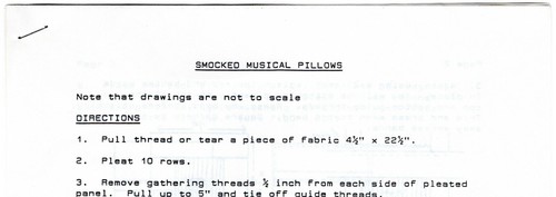 ""Smocked Musical Pillows" ©1989 Ashli Elizabeth Designs Sewing Craft Pattern - Picture 3 of 5