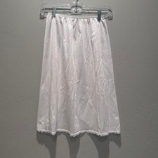 Vintage 90s JCPenney Slip Skirt White Lace Hem Mini Nylon Coquette XS/S
