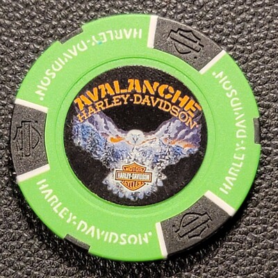 AVALANCHE HD ~ GOLDEN, COLORADO (Neon Green/Black Full Color) Harley Poker Chip