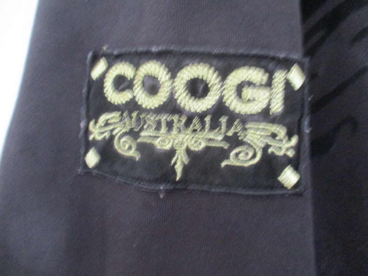 EXCELLENT COOGI BLACK & GOLD EMBROIDERED FULL ZIP HOODIE JACKET