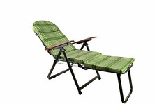 Sdraio imbottita con poggiapiedi bracciolo in legno. Metalfar relax col. azzurro