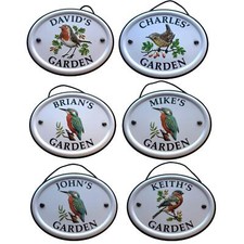 Garden Sign Personalised Gift Bird Embossed Metal Hanging Decor Shed Men A-Q