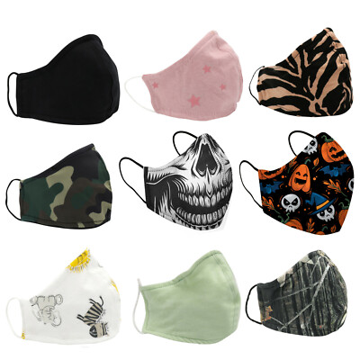 2Pcs Washable Face Mask Breathable Reusable Double Layer Kids Adult Mouth Cover 