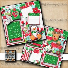 BABY'S 1ST CHRISTMAS  2 premade scrapbook pages printed paper DIGISCRAP A0510