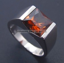 Lustrous Garnet Square Cut With 925 Sterling Silver Ring For Men's 106