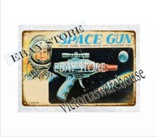 JAPANESE FRICTION SPACE GUN toy metal tin sign bedroom bar club shop