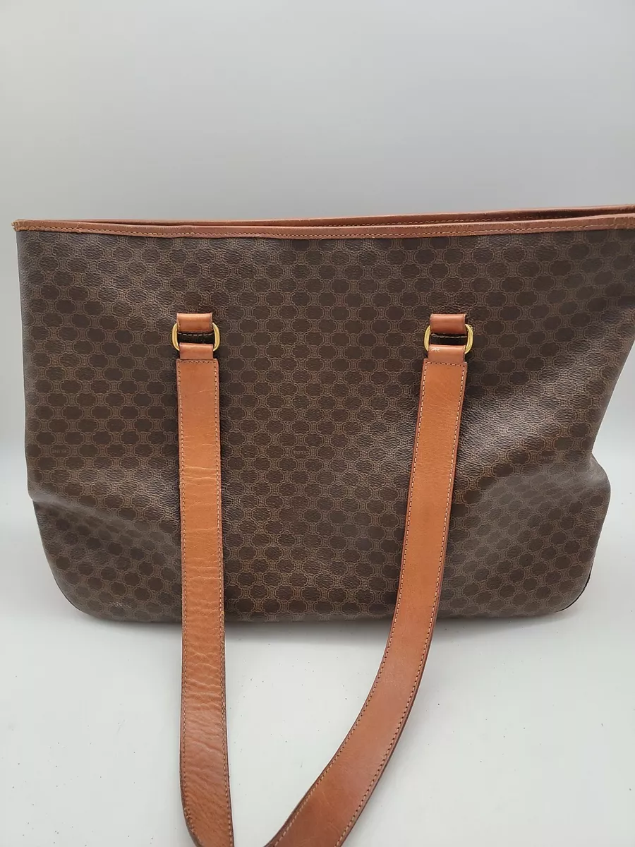 CELINE Women's Macadam Vintage Monogram Tote Bag M94 PVC Brown Good  Condition