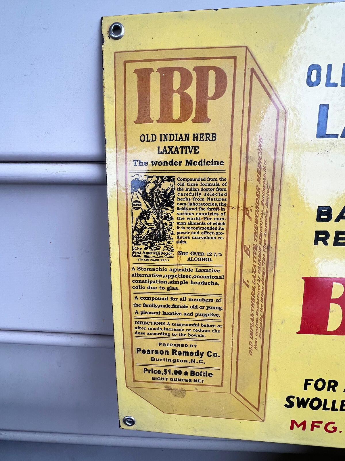 VTG Heavy Porcelain Coated Sign IBP Baseball Liniment Nelke Verbrite NY ...