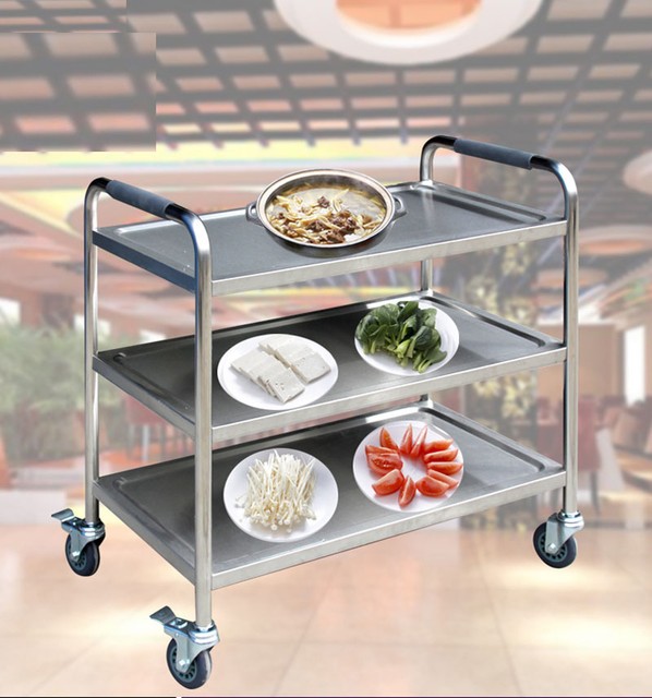 3 Tier Catering Serving Trolley Hostess Food Restaurant Cart Dining