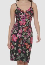 Guess Women Black Floral Embroidered Lace V-Neck Slip Dress Size 4