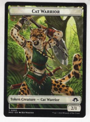 MTG Modern Horizons 3 Token Karte #5 Cat Warrior (Green Back)