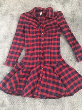 Red Multicolor Shirt Dress in XS